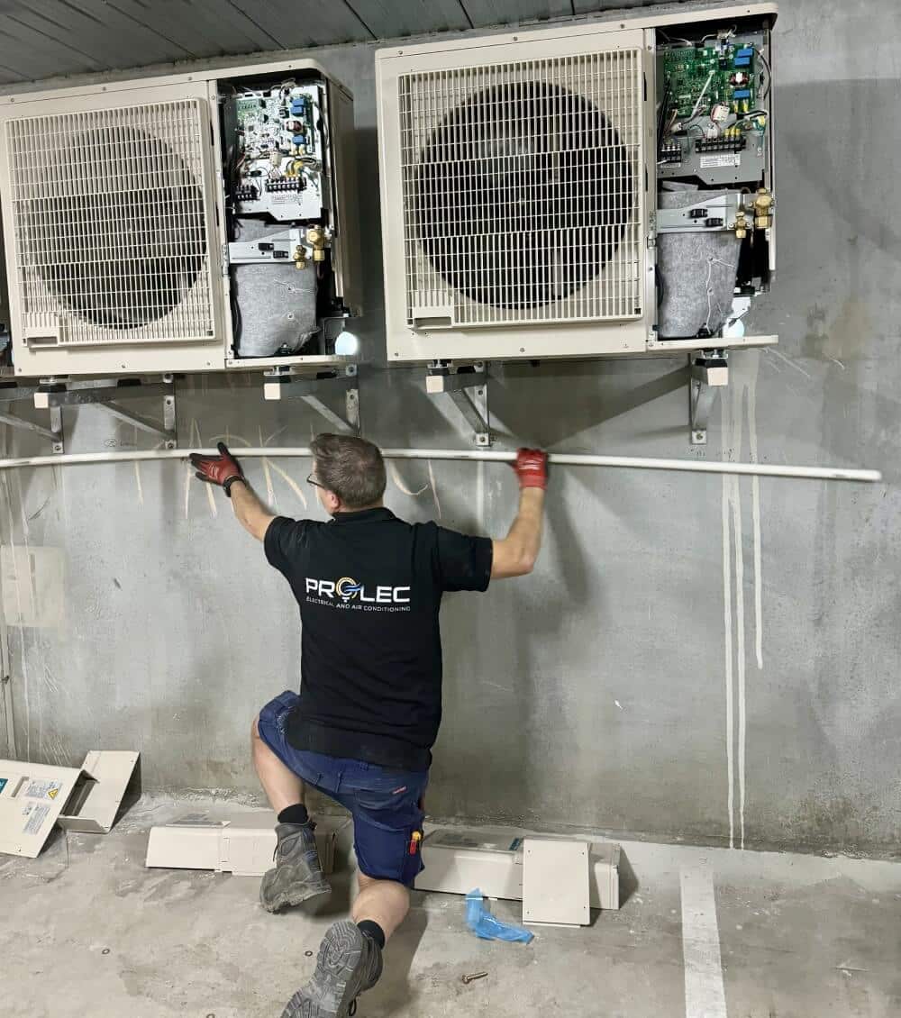 split system air conditioner installed on a wall